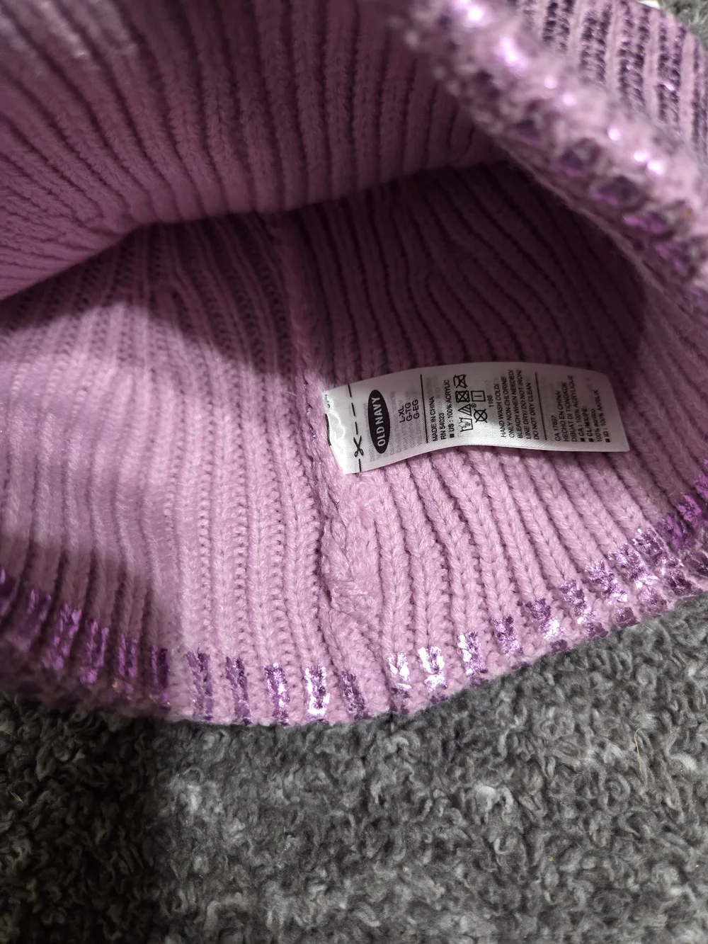 Old Navy Shimmery Lavender Pink Knit Beanie